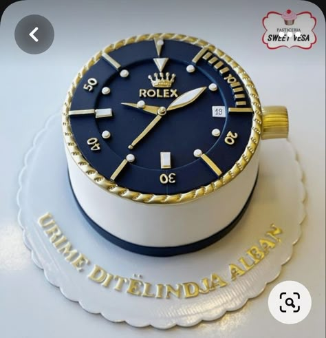 Watch Cake Ideas, 40th Birthday Cake For Men My Husband Dads, Watch Birthday Cake For Men, Fondant Cake For Husband Birthday, Rolex Watch Cakes For Men, Cake Design For 40th Birthday, Watch Theme Cake, Men Theme Cake, Cake Designs Men Birthday