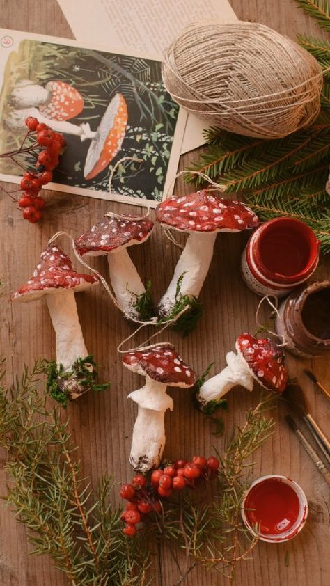 Goblincore Christmas, Winter Vsco, Christmas Cottagecore, Fungi Illustration, Mushrooms Forest, December Winter, Mushroom Crafts, Forest Wood, Fairy Crafts