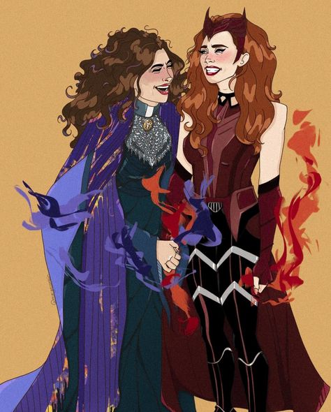 Wanda Maximoff And Agatha Harkness, Agatha X Wanda, Wanda X Agatha, Agatha All Along Fanart, Agatha Harkness Fanart, Comic Wanda Maximoff, Agatha And Wanda, Wandanat Fanart, Wanda And Agatha