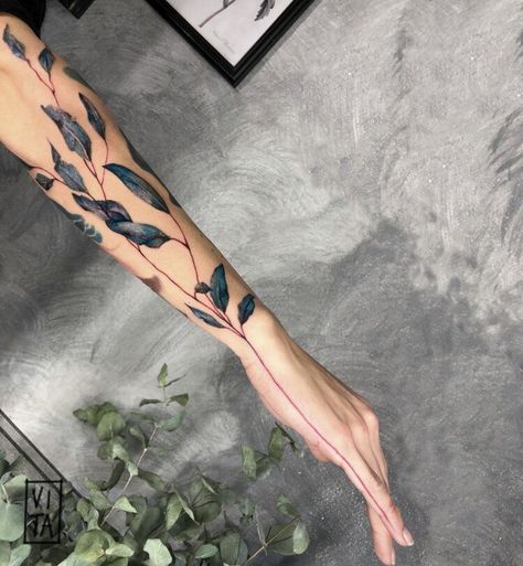 Nature Tattoos Sleeve, Michelle Tattoo, Eva Tattoo, Practice Tattooing, Tattoo Leaf, Skin Pictures, Botanisches Tattoo, Botanical Tattoo Design, Leaf Tattoo