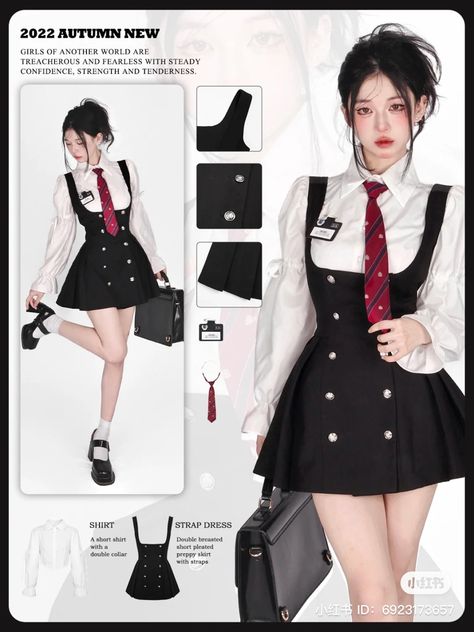 Anime Outfits Female Real Life, Name Of Clothes, Uniform Aesthetic, Chinese Outfits, Chinese Outfit, Chinese Fashion, Chinese Clothing, Ulzzang Fashion, Fashion Design Sketches