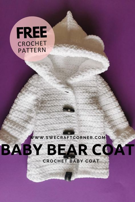 Crochet Chunky Baby Sweater, Toddler Cardigan Crochet Pattern Free, Crochet Baby Poncho Free Pattern, Crochet Baby Clothes Patterns, Crochet Ears, Yarn Fashion, Baby Beer, Baby Hoodies, Crocheted Clothing