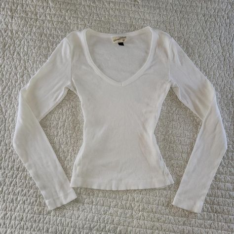 COQUETTE WHITE LONG-SLEEVE TOP  ribbed long-sleeve... - Depop Shoujo Style, Coquette White, Trashy Outfits, Professional Work Outfit, White Long Sleeve Top, 90s Outfit, White Long Sleeve Shirt, Womens Casual Outfits, Dream Clothes