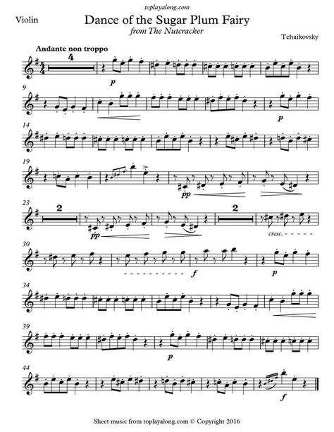 Dance of the Sugar Plum Fairy by Tchaikovsky. Free sheet music for violin. Visit toplayalong.com and get access to hundreds of scores for violin with backing tracks to playalong. Classical Music Sheets, Christmas Songs Violin Sheet Music, Clarinet Sheet Music Classical, Music Sheet Violin, Sheet Music For Violin, Flute Sheet Music Classical, Violin Sheet Music Classical, Violin Music Sheets, Flute Music Sheet