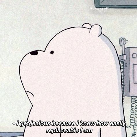 Ice bear cried, but just inside Ice Bear Crying, Ice Bear Quotes, Wallpaper Iphone Funny, We Are Bears, Ice Bear We Bare Bears, Promise Me, Bear Quote, Best Friend Thoughts, We Bare Bears Wallpapers