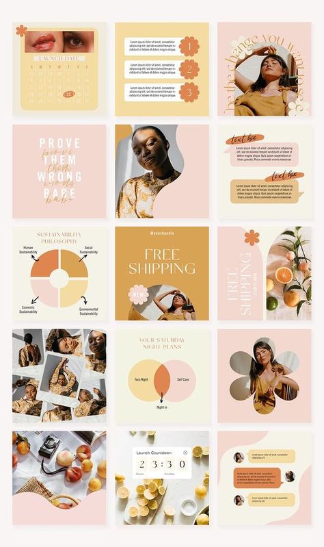 Use these orange theme beauty brand social media design ideas to create a bold and eye-catching look for your brand. #beauty #branding #socialmedia #design Influencer Branding Design, Branding For Instagram, Lifestyle Social Media Post Ideas, Instagram Feed Business Ideas, Branding Instagram Posts, Social Media Branding Design Posts, Fun Instagram Feed, Brand Social Media Design, Instagram Branding Template