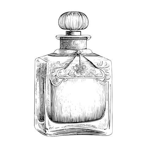 Retro perfume bottle sketch hand drawn e... | Premium Vector #Freepik #vector #perfumery #perfume #essential #essential-oil Perfume Bottle Drawing Sketches, Perfume Bottle Design Sketch, Perfume Bottle Sketch, Perfume Bottle Drawing, Perfume Sketch, Link Illustration, Perfume Bottle Tattoo, Bottle Sketch, Perfume Illustration