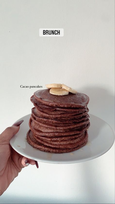 Cacao Pancakes, Breakfast Chocolate, Pancakes Vegan, Homemade Pancakes, Healthy Foodie, Vegan Breakfast, Food Snapchat, Healthy Eats, Pretty Food