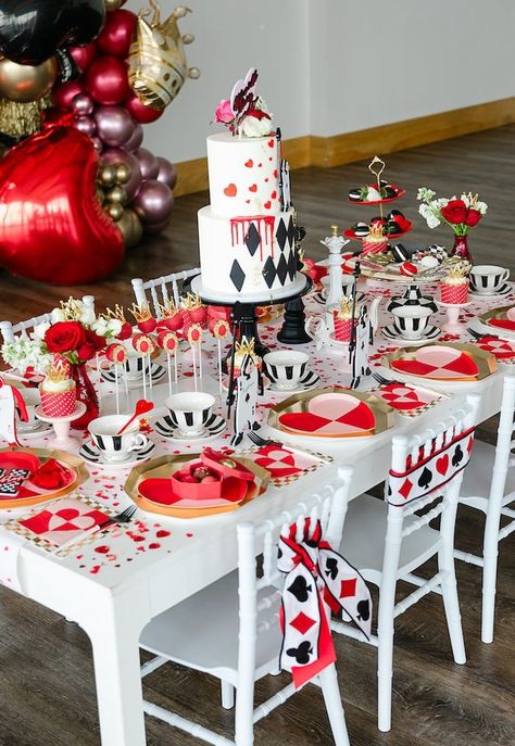 Kara's Party Ideas Queen of Hearts Party | Kara's Party Ideas Descendants Rise Of Red Party Decor, King And Queen Birthday Party Ideas, Rise Of Red Party Ideas, Descendants 4 Party Ideas, Queen Of Hearts Party Decorations, Descendants Rise Of Red Birthday Party Ideas, Rise Of Red Birthday Party, Descendants Rise Of Red Birthday Cake, Rise Of Red Descendants Party Ideas