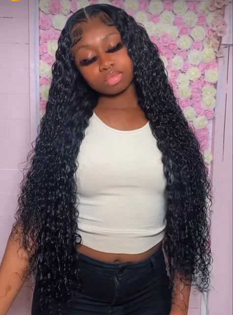 Deep Wave Hairstyles For Black Women Middle Part, Curly Middle Part Leave Out, Water Wave Middle Part, Deepwave Frontal Wig Middle Part, Deep Water Wave Wig, Middle Part Lace Front Wigs Curly, Deep Curl Wig, Middle Part Deep Wave Sew In, Deep Wave Frontal Wig Middle Part