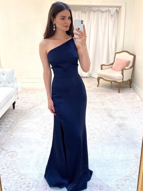 Dark Navy Bridesmaid Dress, Navy Bridesmaid Dress, Dark Navy Bridesmaid Dresses, Navy Bridesmaids, Sweet 15 Dresses, One Shoulder Bridesmaid Dresses, One Shoulder Bridesmaid, Mother Dresses, Navy Bridesmaid Dresses