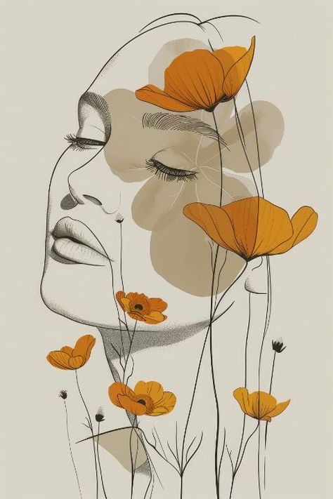 Flower Woman, Hair Vector, Woman With Flowers, Artist Card, Art Painting Gallery, Sunset Art, Photo Art Gallery, Abstract Line Art, Abstract Drawings