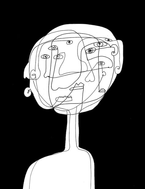 illustrated face, person illustration, drawing of a face, face illustration, head illustration, confusion, confused person, mental health, mental health drawing, black and white, line drawing, continuous drawing, chaos, emotion drawing, multiple, black and white drawing. Hallucinating Illustration, Chaos In Head Drawing, Tired Face Illustration, Hypocrisy Illustration, Multiple Personality Illustration, Confusion Illustration, Consciousness Drawing, Feelings Illustration, Chaos Illustration