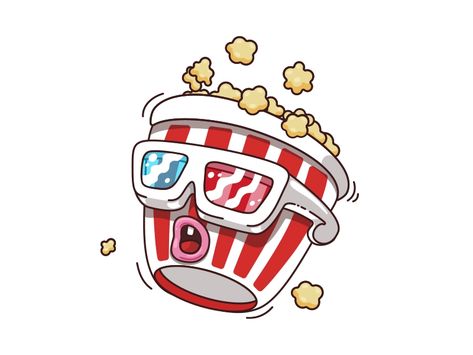 Popcorn by Nadia Ivanova on Dribbble Popcorn Logo, Popcorn Brands, Cinema Popcorn, Graphic Deisgn, Modern Disney Characters, Butter Popcorn, Movie Cinema, Modern Disney, Game Icon