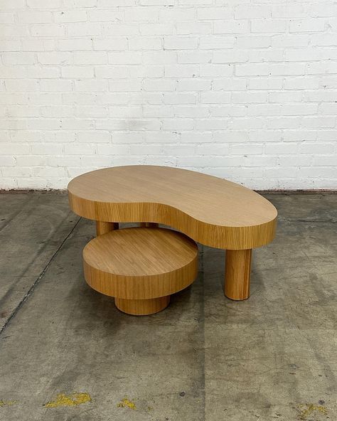 Made to Order- XL version two tiered kidney coffee table set Price: 3450 Dimensions: W52 D31 D17 H17.75 Smaller W21.5 H11 Coffee Table Dimensions, Small Side Table, Table Dimensions, Large Table, Coffee Table Setting, White Oak, Living Furniture, End Tables, Wood Frame