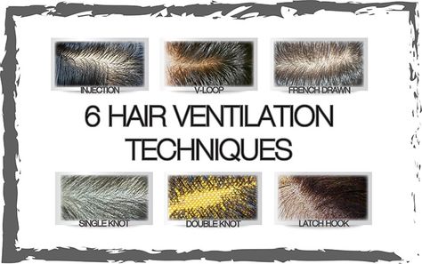 6 Hair ventilation techniques used to add hair to wigs and hairpieces! -Hair Injection -V-Looping -French Drawn -Single Knots -Double Knots -Latch Hook  Tools to achieve the method:  Slide and punch needle, German hair ventilating needle, Asian ventilating needle and crochet/latch hook. Hair Ventilation, Ventilating Needle, Girls Braided Hairstyles Kids, Diy Hair Wig, Hair Movie, Making Wigs, Hair Toupee, Diy Wig, Halloween Wigs