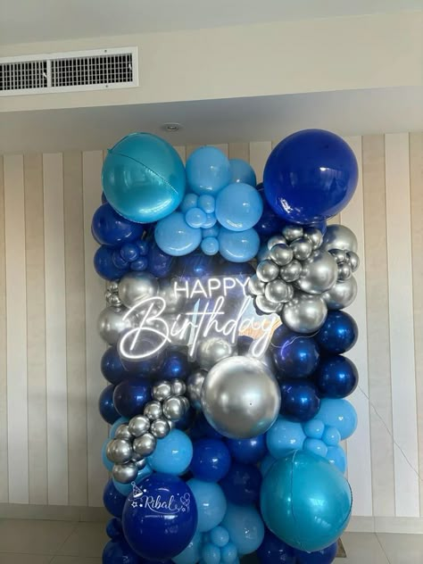 #birthdaypartyideas #birthdaydecor #partyplanning #birthdayfun #celebrationtime #birthdaybash #partyinspiration #birthdaytheme #partydecorations #birthdaycelebration #birthdayvibes #partyideas #birthdaypartyplanning #birthdaypartydecor #partytime Royal Blue And Silver Balloon Garland, Blue Balloon Garland For Men, Blue 50th Birthday Decorations, Garland Balloon Backdrop, 50 Shades Of Blue Birthday Party, Royal Blue Balloon Garland, Turquoise Balloon Garland, Blue Balloon Decorations, Blue Balloon Backdrop