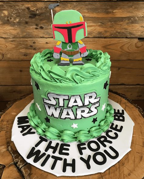 Bobba Fett Cake, Boba Fett Birthday Party, Starwars Birthday Cake Ideas, Star Wars Cake Ideas, Boba Fett Cake, Cake Design Images, Star Wars Birthday Cake, Wing Logo, Marvel Cake