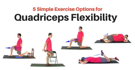 Tight quadriceps are a common finding with knee, back,and hip pain. In this brief article we outline five simple quad stretches to improve quad flexibility. How To Stretch Your Quads, Quads Stretching, Deep Quad Stretch, Stretching Quads, Quadriceps Stretch, Quadriceps Exercises, Quad Stretches, Quad Strengthening, Extension Exercises