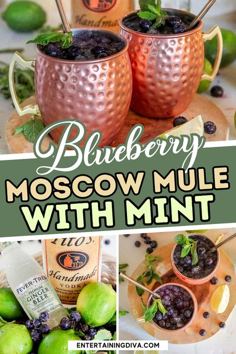 Blueberry Moscow Mule With Mint | Food  Drink Blueberry Mule, Blueberry Moscow Mule, Blueberry Mocktail, Blueberry Drink, Blueberry Simple Syrup, Blueberry Cocktail, Blueberry Vodka, Mint Drink, Best Summer Cocktails