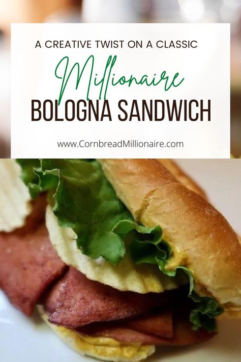 Millionaire Bologna Sandwich is my creative twist on a classic. A delicious surprise ingredient adds flavor and crunch. Must try this sandwich at least once. Millionaire Recipes, Ruffles Potato Chips, Fried Bologna, Bologna Sandwich, Classic Southern Recipes, Sub Rolls, Potato Chip, Southern Recipes, Potato Chips