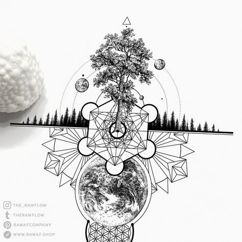 Dotwork geometric tree mandala tattoo design - download the high resolution files for FREE. Tree Mandala Tattoo, Tattoo Basic, Tree Mandala, Dotwork Tattoo Mandala, Tatoo 3d, Geometric Tree, Flower Of Life Tattoo, Tattoo Tree, Geometric Mandala Tattoo