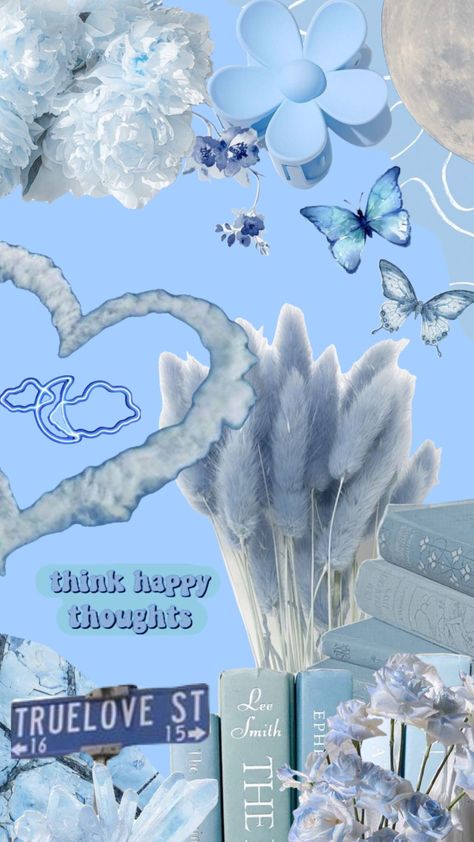 #blue #blueaesthetic #wallpaper Thought Wallpaper, Really Cool Wallpapers, Blue Scrapbook, Blue Flowers Bouquet, Glittery Wallpaper, Baby Blue Aesthetic, Iphone Wallpaper Sky, Preppy Wallpaper, Samsung Wallpaper