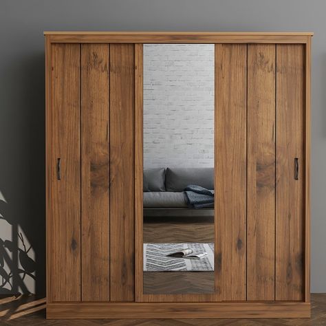 Wooden Wardrobe Design Bedroom Modern, Wooden Wardrobe Design Bedroom, Sliding Wardrobe With Mirror, Simple Wardrobe Design, Large Sliding Door, Wooden Cupboard Design, 3 Door Sliding Wardrobe, Wardrobe With Mirror, Sliding Door Wardrobe Designs