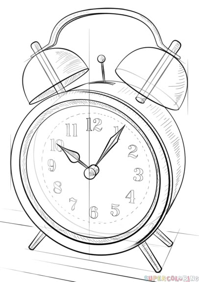 Alarm Drawing, Alarm Clock Drawing, Object Sketches, Clock Drawing, Cute Alarm Clock, Clock Drawings, Compass Drawing, Watch Drawing, Easy Drawings For Beginners