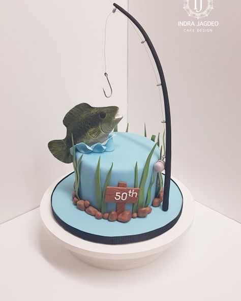 Fishing Theme Cake, Fisherman Cake, Fish Cake Birthday, Fishing Themed Birthday Party, Fishing Birthday Party, Fathers Day Cake, 50th Birthday Cake, Fishing Birthday, Birthday Party Food