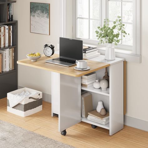 【Space Saving】Ideal for small apartments and limited spaces. Our drop leaf table would fully folded and stored in a small corver when not in use, maximizing your space.  【Multipurpose Table】Easily folded and extended to meet your different needs. Folding Kitchen Table, Extendable Kitchen Table, Rectangle Dining Room Table, Space Saving Dining Table, Foldable Dining Table, Wood Dining Room Table, Dining Table With Storage, Multipurpose Table, Wood Dining Room