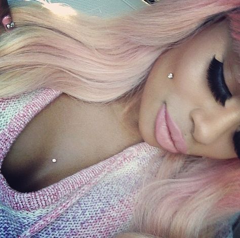 blac chyna - so pretty! 2012 Swag Era, 2012 Swag, Dermal Piercing Chest, Chest Dermal, Piercing Ideas For Women, Dimple Piercing, Black Chyna, Swag Era, Surface Piercing