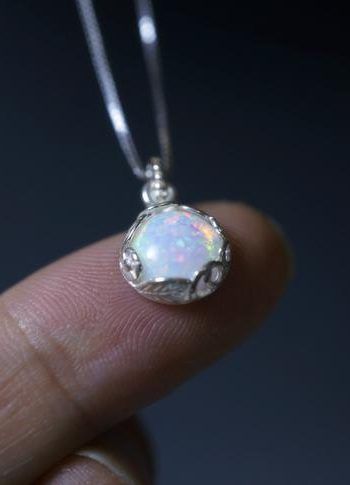 Dainty Opal Necklace, Dainty Jewelry Necklace, Inexpensive Jewelry, October Birthstone Jewelry, Blue Opal Necklace, Sterling Necklace, Delicate Pendant, Fire Opal Necklace, Jewelry Aesthetic