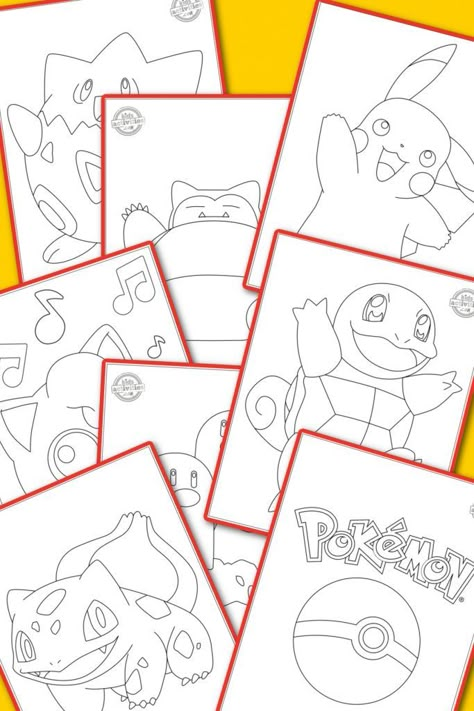 Pokemon Coloring Sheets Free Printable, Pokemon Free Printables, Pokemon Colouring Printables, Pokemon Crafts For Kids, Printable Pokemon Coloring Pages, Diy Pokemon Cards, Happy Birthday Pokemon, Free Printable Pokemon, Make Your Own Pokemon