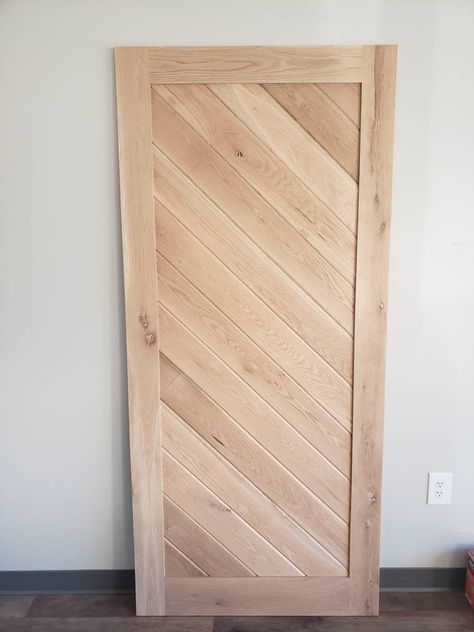 Flat Panel Door Makeover, Pine Barn Door, New Kitchen Doors, Pallet Door, Diy Interior Doors, Door Making, Barn Door Hinges, Basement Remodel Diy, Rubio Monocoat