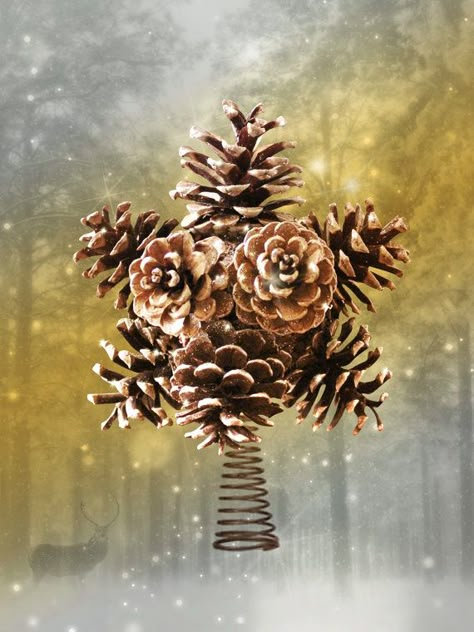 Pine Cone Christmas Tree Topper. Woodsy Tree Topper, Pine Cone Tree Topper Diy, Pine Cone Tree Topper, Snowflake Tree Topper Diy, Non Traditional Tree Topper, Alternative Tree Toppers, Pagan Tree Topper, Mushroom Tree Topper, Home Made Tree Topper