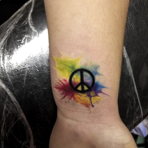 watercolor peace tattoo Peace And Love Tattoo, Peace Sign Tattoo, Peace Tattoo, Peace Sign Tattoos, Peace Tattoos, Sign Tattoo, Tattoo Color, Love Tattoo, Love Tattoos