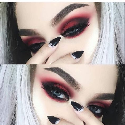 Evil Queen Eye Makeup, Female Ghostface Makeup, Makeup Ideas For Black And White Outfit, Intense Smokey Eye, Gothic Baddie Nails, Easy Colorful Makeup Looks, Vamp Eye Makeup, Friday The 13th Eye Makeup, Goth Cat Eye Makeup