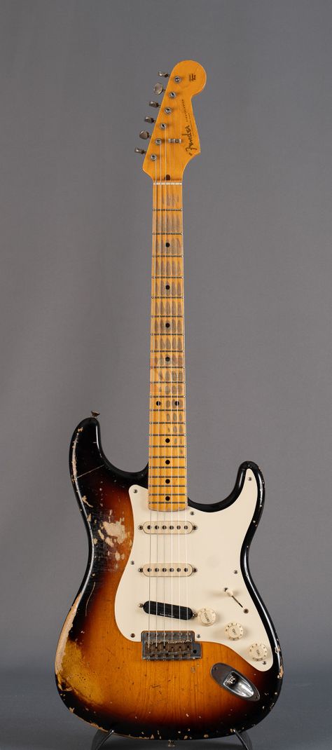 Fender Stratocaster 56 Heavy Relic 2-Tone-Sunburst (2010) | Ten Guitars Vintage Stratocaster, Sunburst Stratocaster, Fender Relic, Relic Stratocaster, Fender Stratocaster Sunburst, Pedal Board, Stringed Instruments, Fender Stratocaster, String Instruments