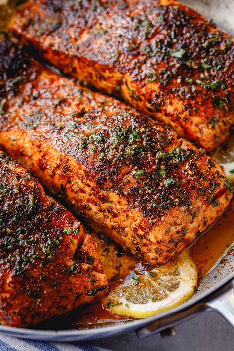 Pan-Seared Salmon Recipes – 11 Best Pan Seared Salmon Recipes for Dinner — Eatwell101 Blackened Salmon With Lemon Butter Sauce, Clean Fish Recipes, Pescatarian Christmas Recipes, Easter Salmon Recipes, Easy Salmon Recipes Skillet, Salmon Skillet Recipes, Thanksgiving Salmon Recipes, Salmon With Lemon Butter Sauce, Fillets Recipes