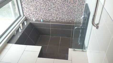 Low Bathtub, Tiled Bathtub, Sunken Bathtub, Rainforest Shower, Sunken Tub, Shower Pics, Bathtub Tile, Grab Bars In Bathroom, Miami Houses