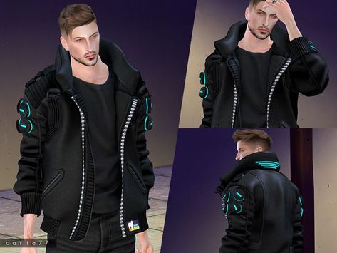 Sims 4 Cyberpunk, Cyberpunk Makeup, Cyberpunk Men, Cyberpunk Male, Techno Clothes, Cyberpunk Jacket, Mods Sims 4, Alien Clothes, Cyberpunk Clothes