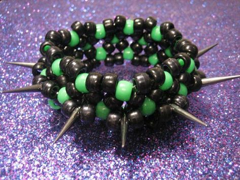 Goth Kandi, Emo Kandi, Halloween Kandi, 3d Kandi Cuff, 3d Kandi, Villain Arc, Scene Kandi, Kandi Cuff Patterns, Neon Rave