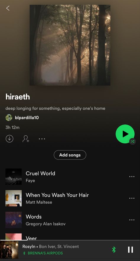 spotify music Hiraeth Aesthetic, Gregory Alan Isakov, Playlist Names, Playlist Names Ideas, Names Ideas, Bon Iver, Music Mood, Music Aesthetic, What To Read