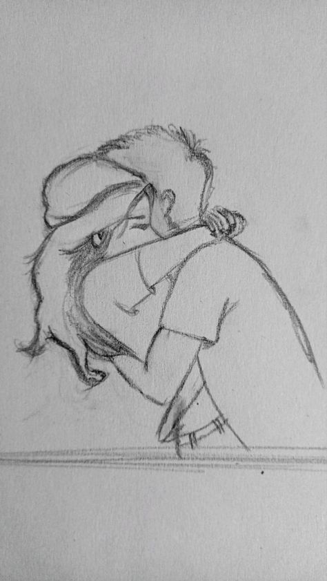 Art Drawings Sketches Aesthetic, Drawing Of Besties, Romance Art Sketchbook, Easy Hot Drawings, One Sided Love Sketch Ideas, Art Couple Poses Reference, Simple Cute Cartoon Drawings, Drawing Of People Kissing, Crush Sketches Drawing