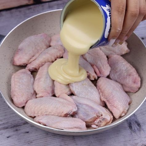 Mouthwatering Recipes | Combine chicken wings and condensed milk, the result will be fantastic | Facebook Recipes With Condensed Milk, Tasty Meat, Savory Chicken, Chicken Wing, Chicken Main Dishes, Instant Pot Dinner Recipes, Yummy Chicken Recipes, Taco Soup, One Pan Meals