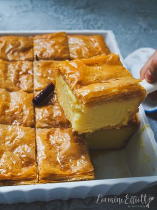 Galaktoboureko Recipe, Greek Cake, Food Of The Gods, Cypriot Food, Greek Recipes Authentic, Cake Stall, Baklava Recipe, Single Layer Cakes, Filo Pastry