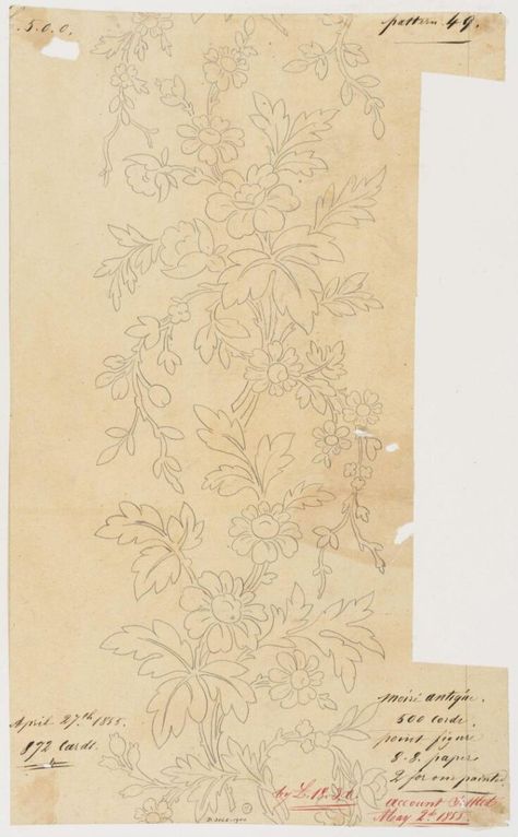 Jacobean Print, Vintage Textiles Patterns, Drawn Patterns, Ornament Drawing, Border Embroidery Designs, Floral Drawing, Embroidery Patterns Vintage, Sewing Embroidery Designs, Flower Embroidery Designs