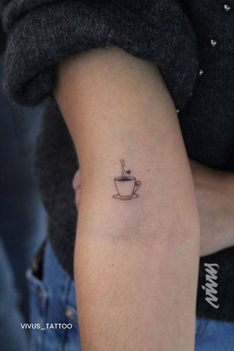 Tiny tattoo idea of a cup of coffee I Tatuagem de uma chávena de café Tiny Coffee Tattoo, Small Coffee Tattoo, Cappuccino Tattoo, Cup Of Coffee Tattoo, Coffee Mug Tattoo, Mom Memorial Tattoo, Mug Tattoo, Coffee Cup Tattoo, Tiny Tattoo Ideas