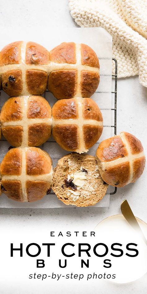 Hot Cross Buns Recipe with Step-by-Step Photos | Eat, Little Bird Easter Hot Cross Buns, Cross Buns Recipe, Savoury Bakes, Hot Cross Buns Recipe, Baking Buns, Buns Recipe, Best Bread Recipe, Hot Cross Buns, Cross Buns